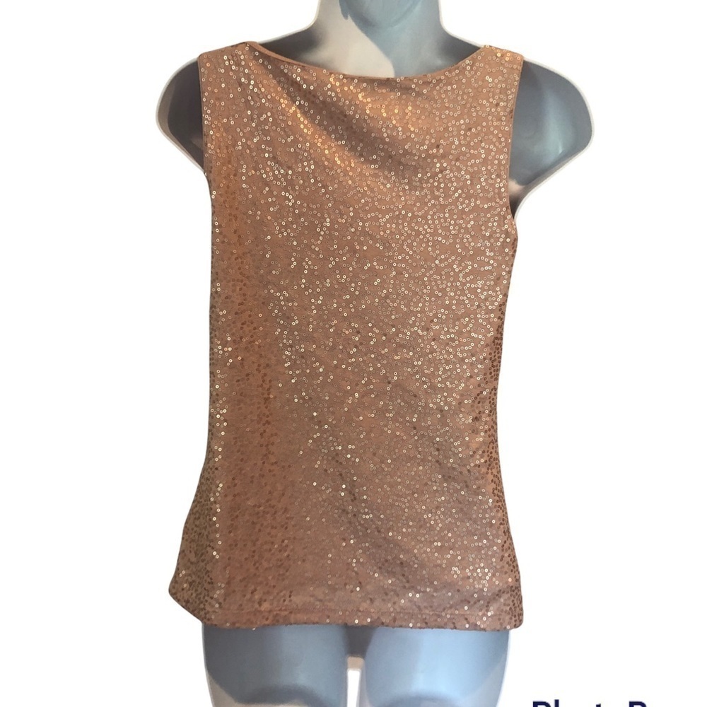 Talbots sparkly nude sequin sleeveless tank top size XS petite - Picture 5 of 5